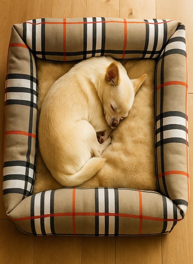 Schmick Dog Cat Pet Bed, Medium Size, Soft Cushioned Interior with Classic Check Design (Medium) - Image 2